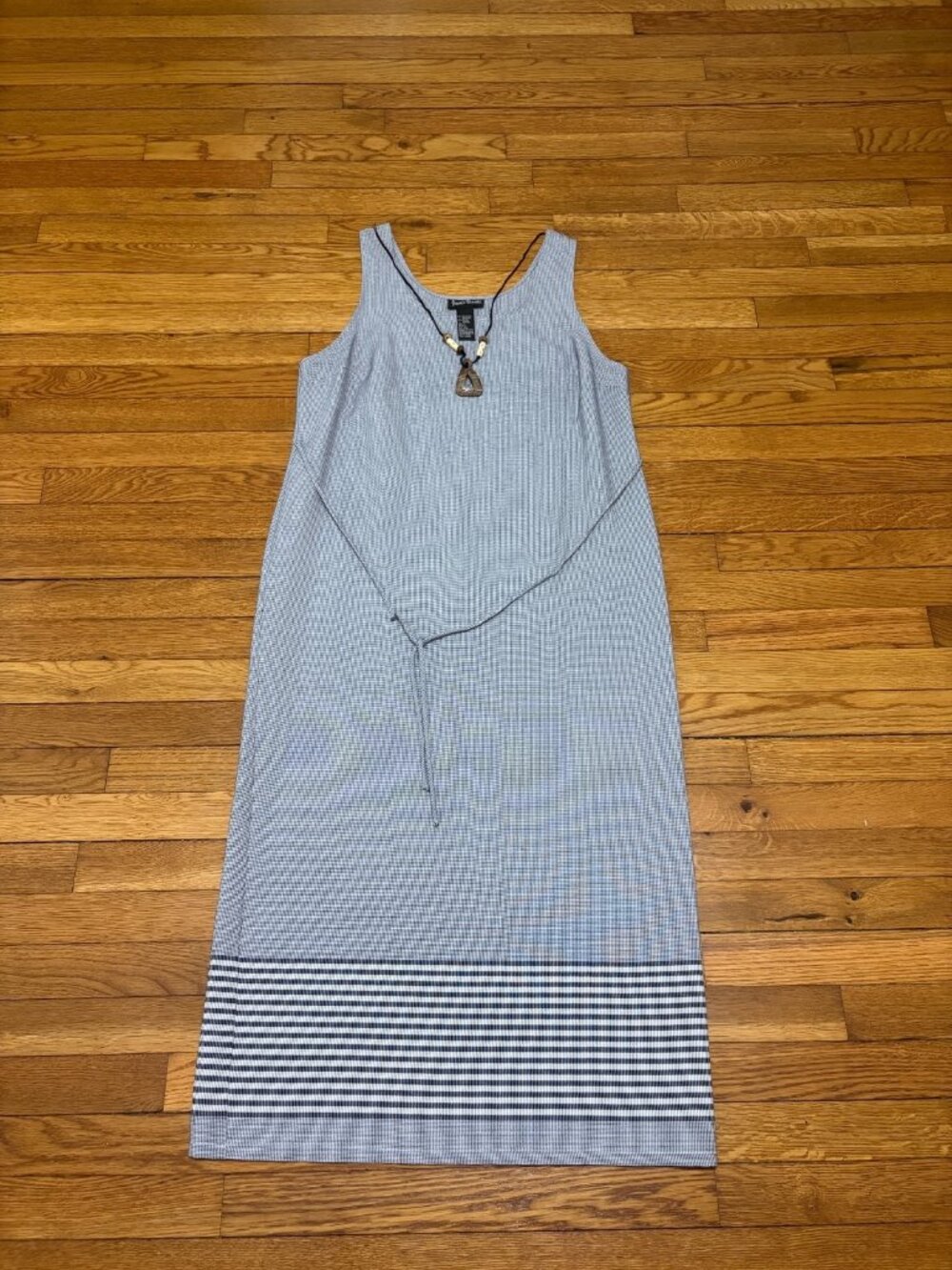 Vintage Jamie Brooke Womens Tank Dress Size 10 Gray Houndstooth Midi Necklace